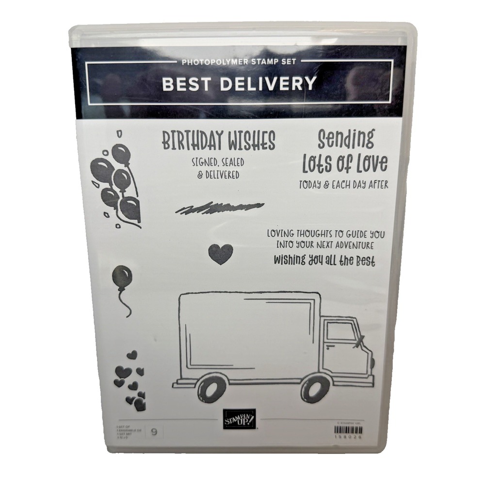 Stampin' Up BEST DELIVERY Photopolymer Stamp Set Truck Birthday Moving 158026